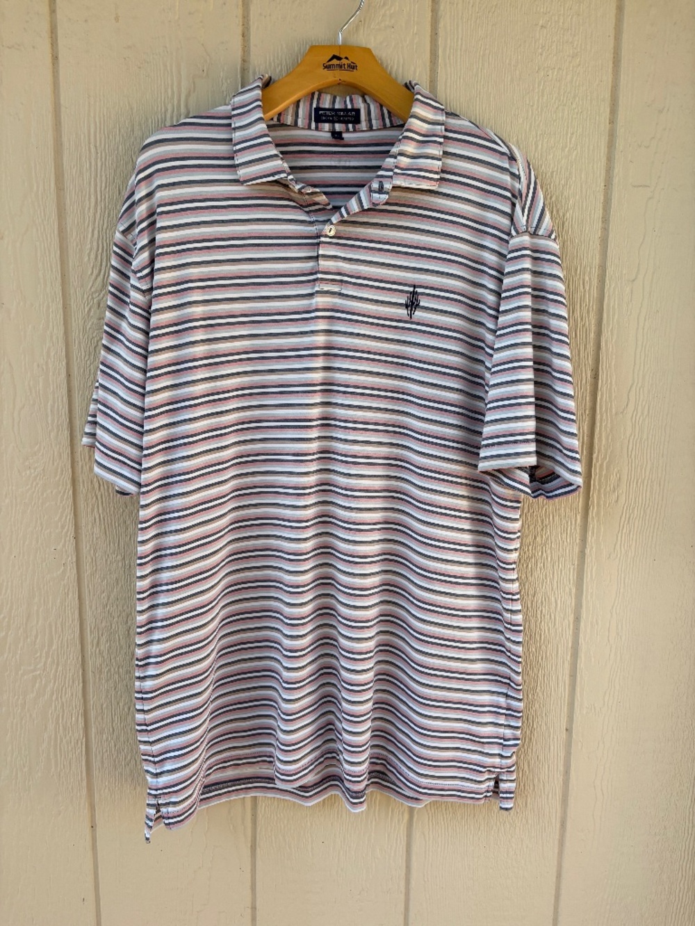 Peter Millar Crown Crafted Golf Polo Men's XL Blue Agate Striped Preppy Summer